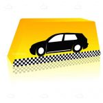Yellow Taxi Sign with Black Car